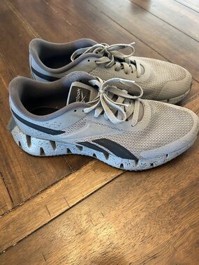 Reebok Light Gray Mesh Running Shoes with Dark Gray Accents